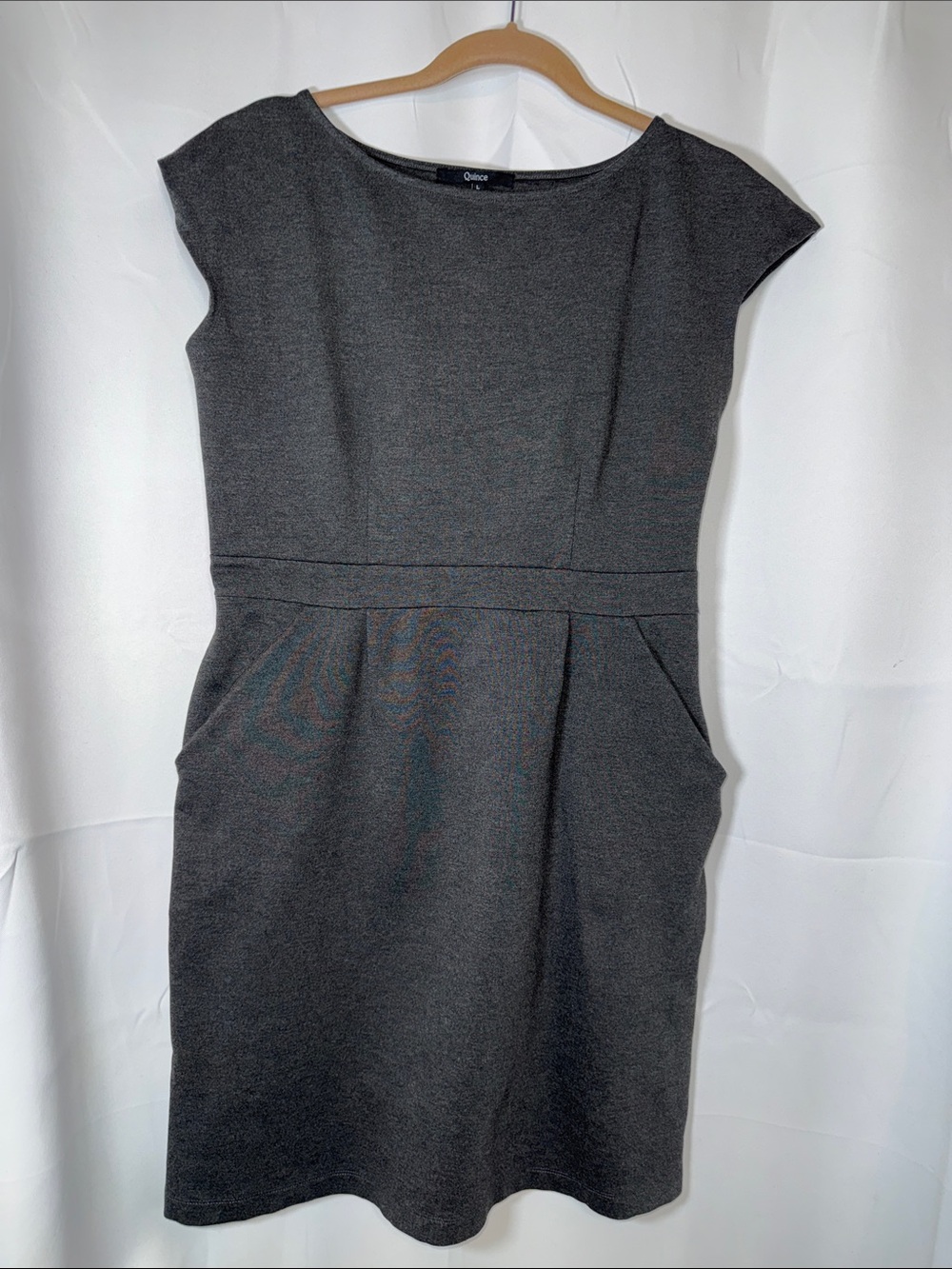 Quince Charcoal Cap-Sleeve Sheath Dress